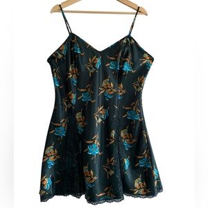 Vintage Victorias Secret Floral Satin Lace Slip Dress Coquette Chemise Y2K Sz L